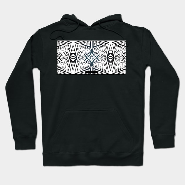 African Pattern Black And White Hoodie by Bestseller